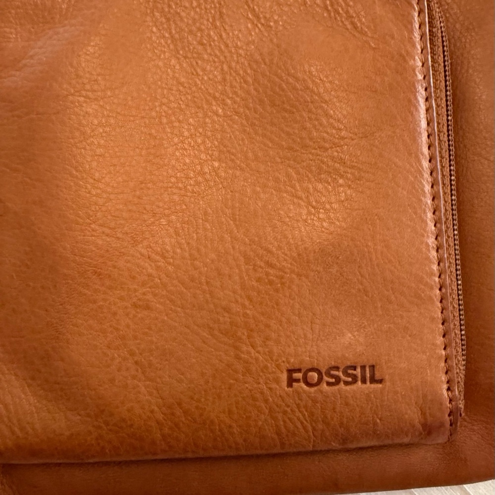 Fossil Brown Leather Bag with Silver Key Accent - Picture 5 of 8